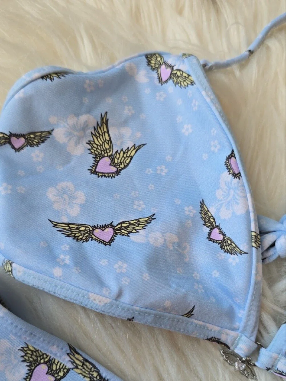 Victoria's Secret x Frankie's Bikinis Light Blue Wing Heart Bikini Set SIZE M